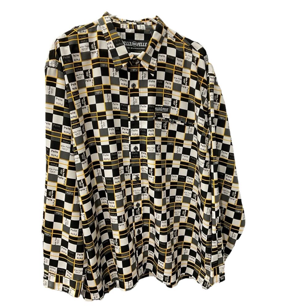 PELLE PELLE by‎ Marc Buchanan XLarge Checkerboard 90s Rave Shirt Vintage 80s 90s